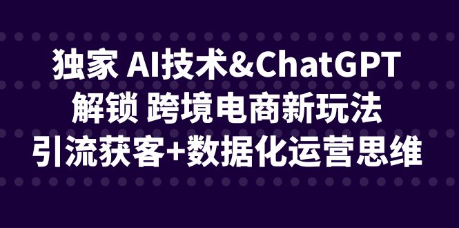 [跨境电商]独家 AI技术&ChatGPT解锁 跨境电商新玩法，引流获客+数据化运营思维