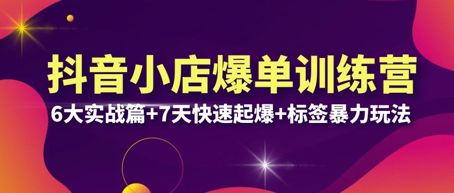 （6348期）抖音小店爆单训练营VIP线下课：6大实战篇+7天快速起爆+标签暴力玩法(32节)