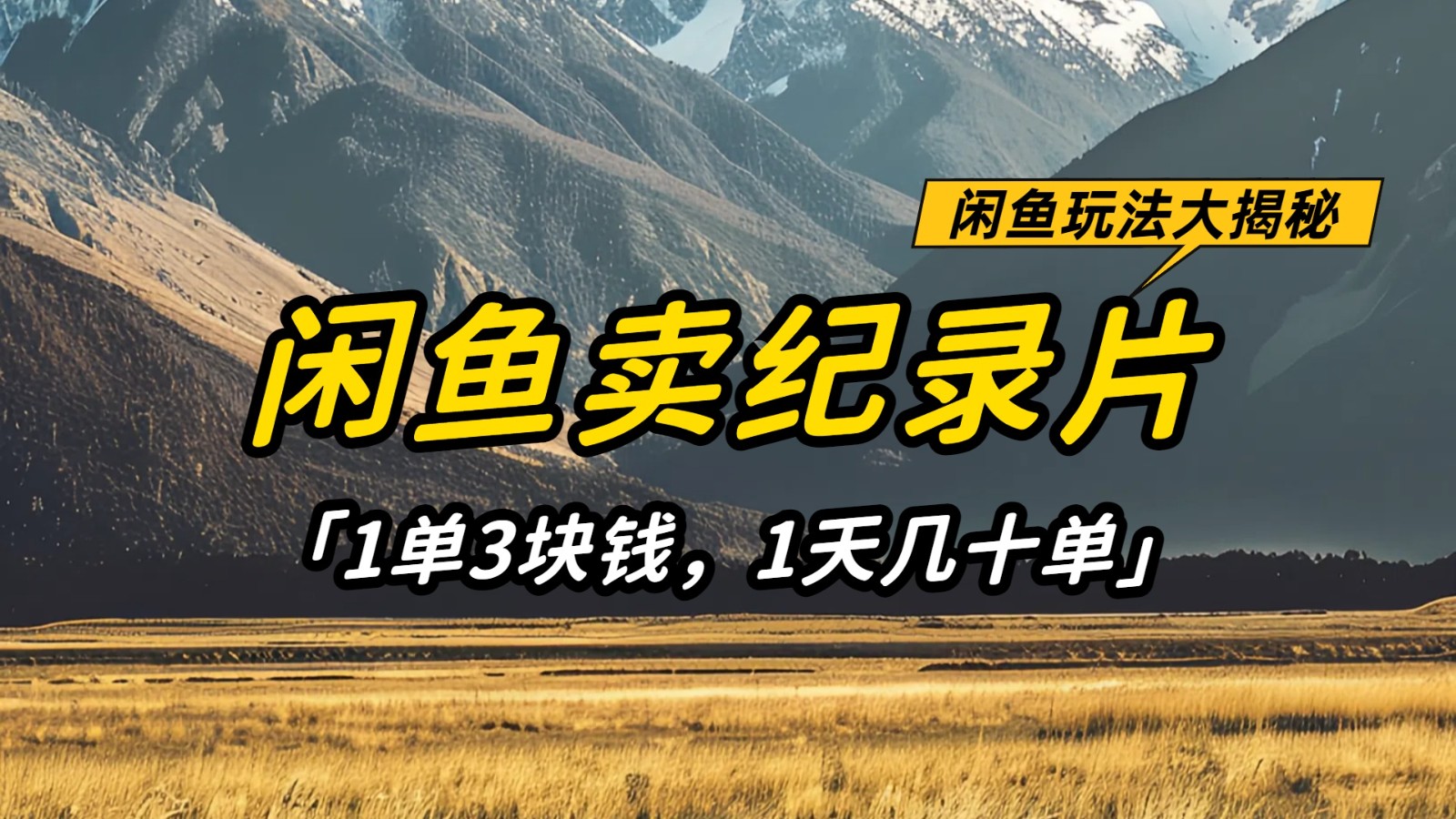 闲鱼卖纪录片，简单又赚钱的小项目，1单3块钱  1天几十单